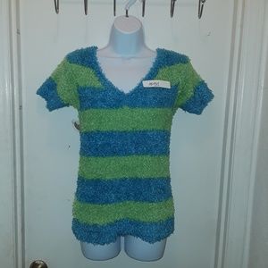 Fuzzy stretch shirt.